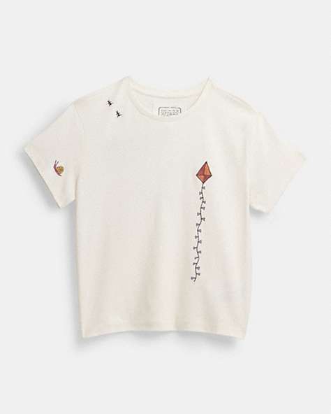 COACH®,COACH X OBSERVED BY US T-SHIRT,Cotton/Polyester,White,Front View