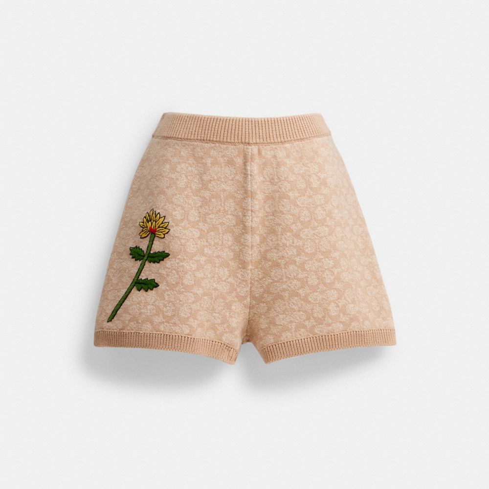 COACH®,COACH X OBSERVED BY US SIGNATURE KNIT SET SHORTS,cotton,Natural Multi,Front View