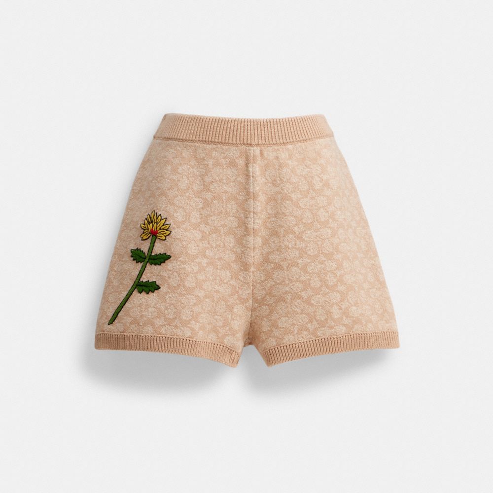 COACH®,SHORT À ASSORTIR EN TRICOT SIGNATURE COACH X OBSERVED BY US,Coton,Naturel multi,Front View