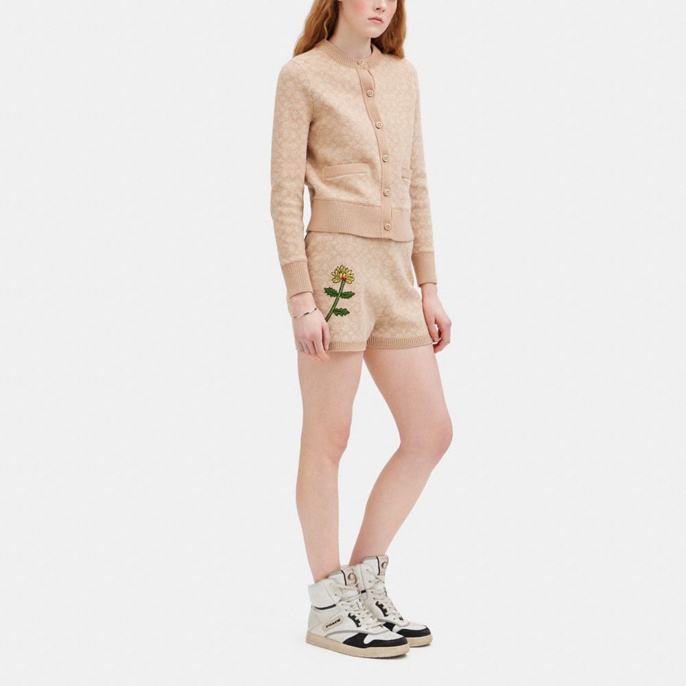 COACH®,COACH X OBSERVED BY US SIGNATURE KNIT SET SHORTS,cotton,Natural Multi,Scale View