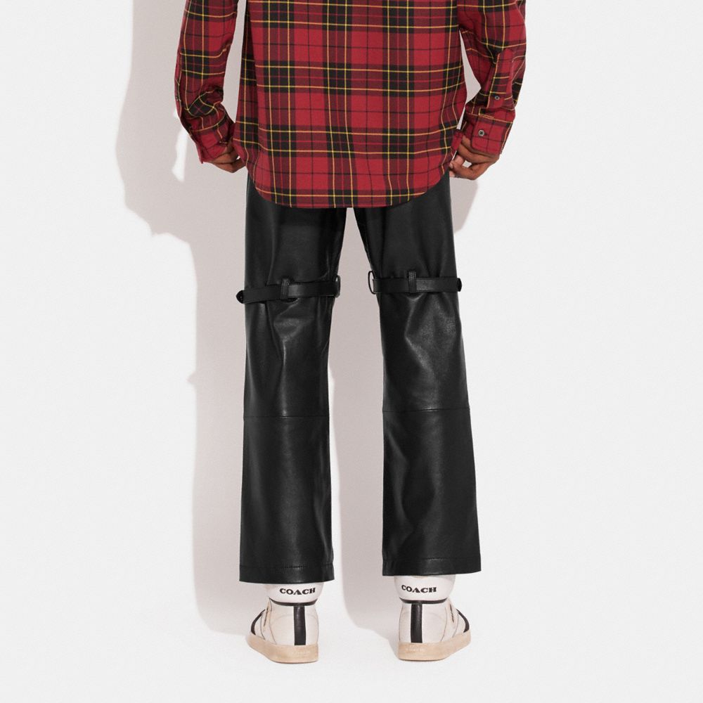 COACH®,Leather Trouser,Leather,Trouser,Wide Leg,Straight,Party,Black,Scale View
