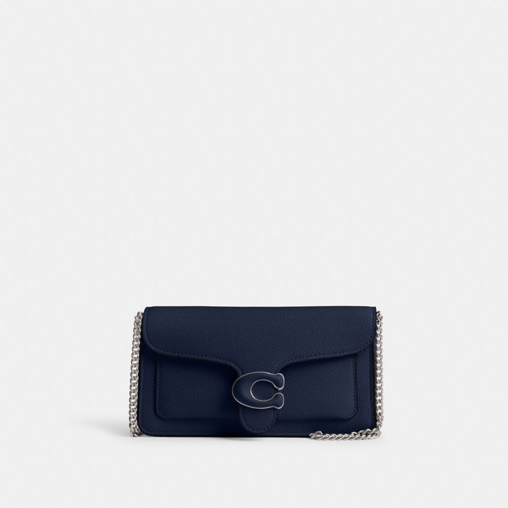 COACH®,TABBY CHAIN CLUTCH,Refined Pebble Leather,Mini,Lh/Deep Blue,Front View