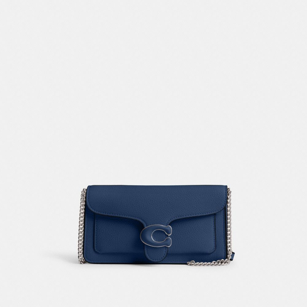 COACH®,TABBY CHAIN CLUTCH,Refined Pebble Leather,Mini,Lh/Deep Blue,Front View