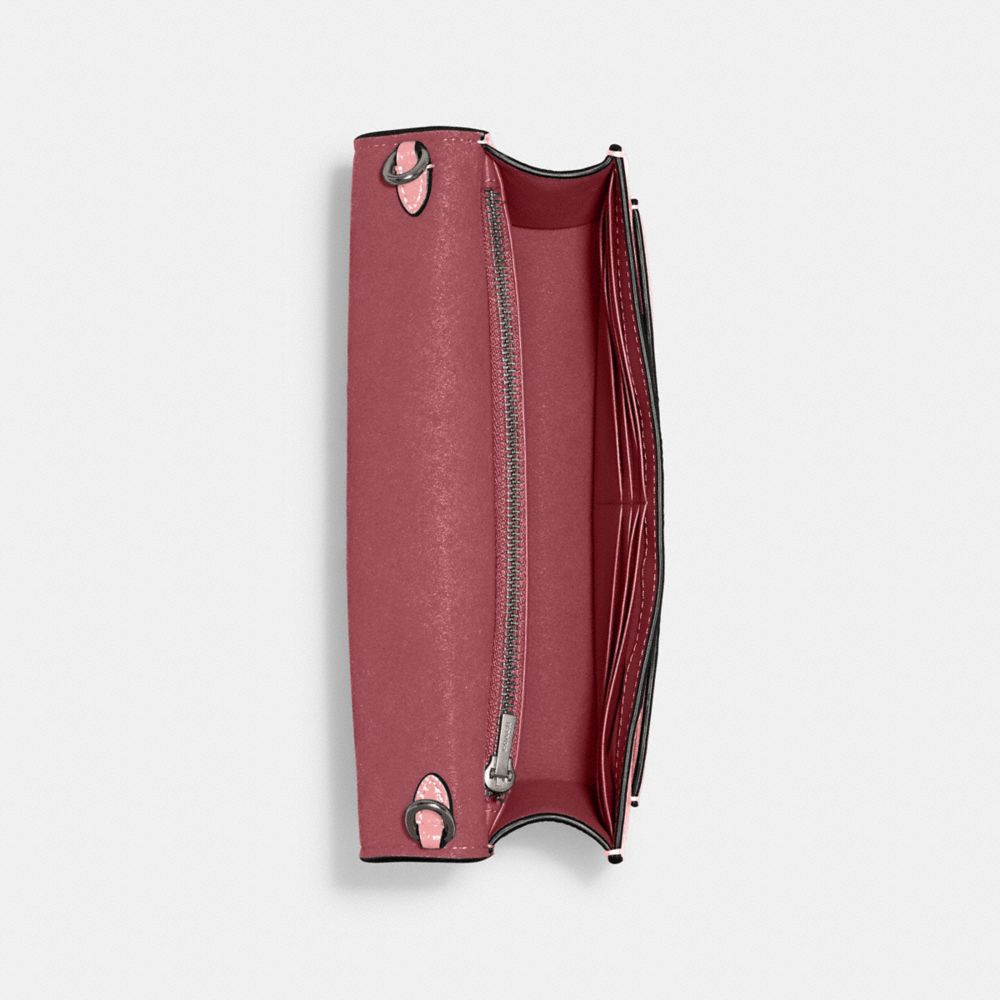 COACH®,Tabby Chain Clutch,Leather,Clutch,Logo,Metal,Gusset,Silver Metal,Day Party,,Inside View,Top View