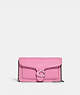 COACH®,TABBY CHAIN CLUTCH,Polished Pebble Leather,Mini,Silver/Vivid Pink,Front View