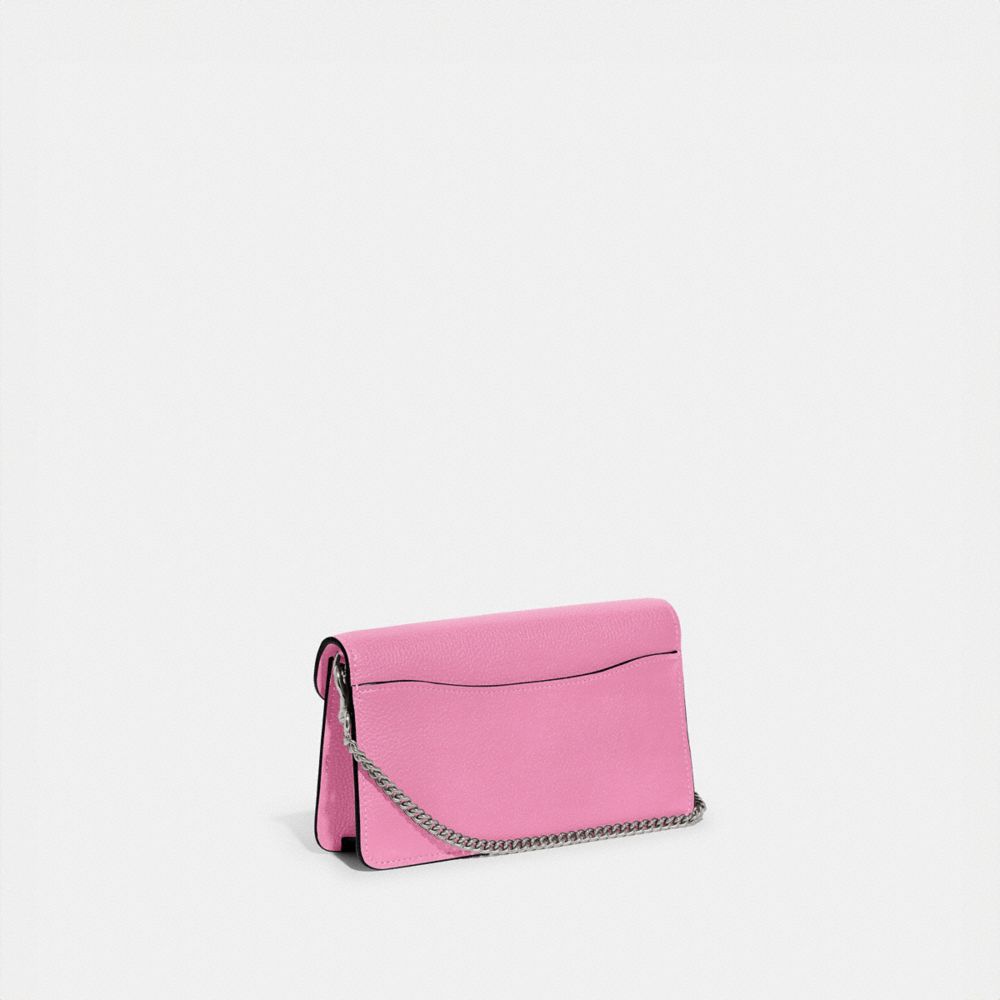 COACH®,TABBY CHAIN CLUTCH,Refined Pebble Leather,Mini,Silver/Vivid Pink,Angle View