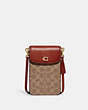 COACH®,PHONE CROSSBODY IN SIGNATURE CANVAS,Signature Coated Canvas,Mini,Brass/Tan/Rust,Front View