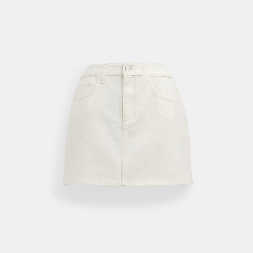 COACH®,DENIM SKIRT,White,Front View image number 0