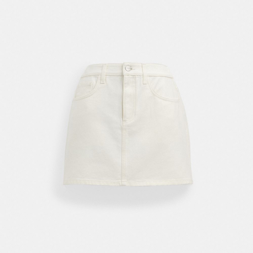 COACH®,DENIM SKIRT,White,Front View