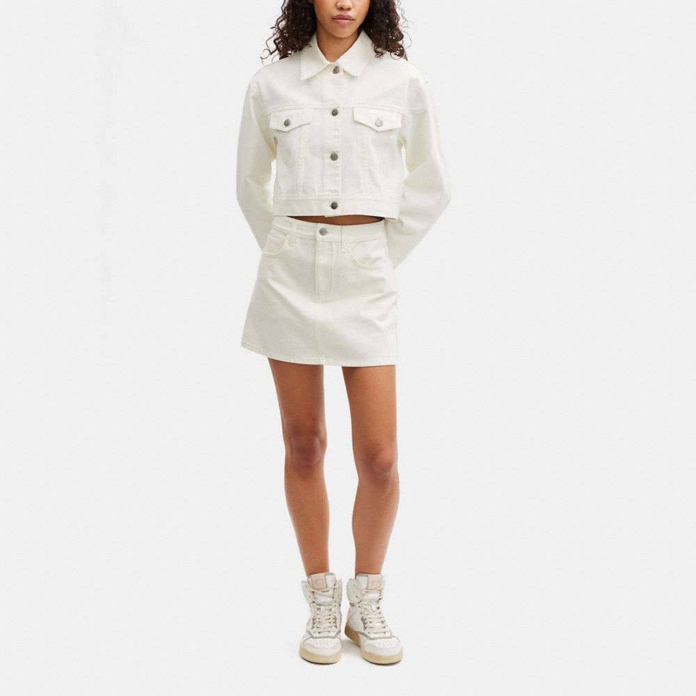 COACH®,DENIM SKIRT,White,Scale View