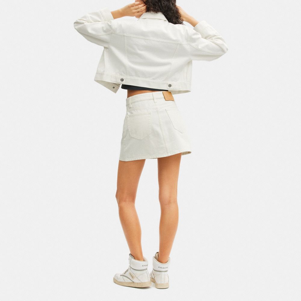 COACH®,Denim Skirt,Cotton,Denim,A-Line,Denim,Casual,Cream,Scale View