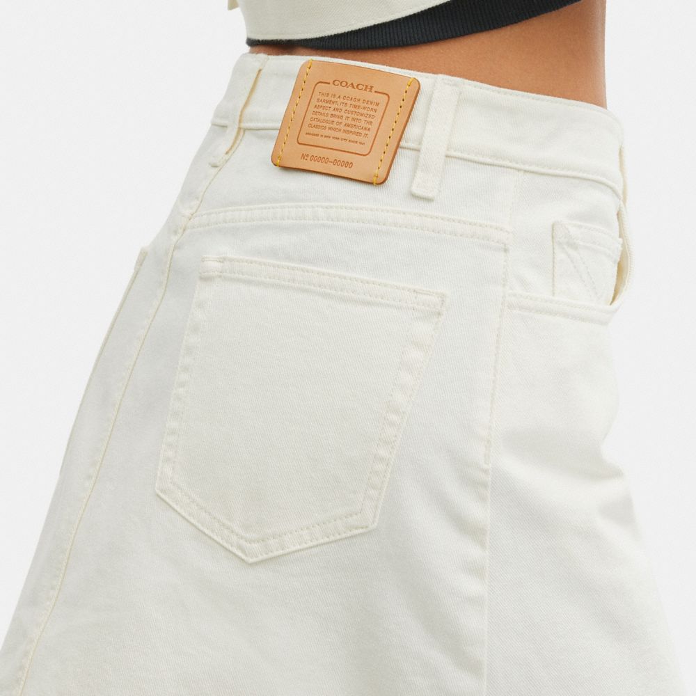 COACH®,Denim Skirt,Cotton,Denim,A-Line,Denim,Casual,Cream,Detail View