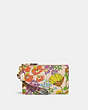 COACH®,SMALL WRISTLET WITH FLORAL PRINT,Smooth Leather,Brass/Ivory Multi,Front View