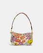 COACH®,SWINGER BAG 20 WITH FLORAL PRINT,Glovetanned Leather,Small,Brass/Ivory Multi,Front View