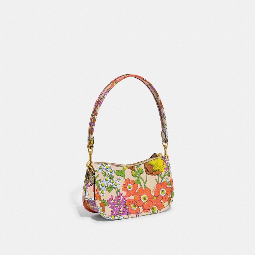 COACH®,SWINGER BAG 20 WITH FLORAL PRINT,Small,Brass/Ivory Multi,Angle View