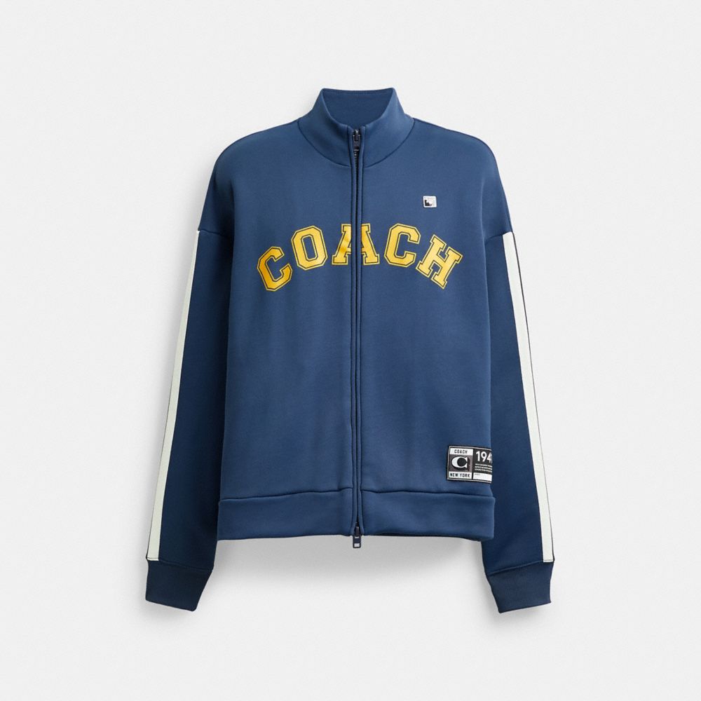 Coach Outlet Signature Denim Hooded Zip Up Jacket - Blue - XLarge