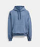 COACH®,HOODIE WITH SIGNATURE HOOD,cotton,Blue,Front View
