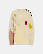 COACH®,CHUNKY CREWNECK SWEATER,wool,Cream Multi,Front View