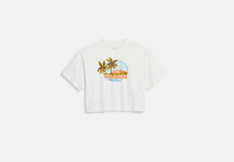 COACH®,HAWAIIAN CROPPED T-SHIRT,White,Front View image number 0