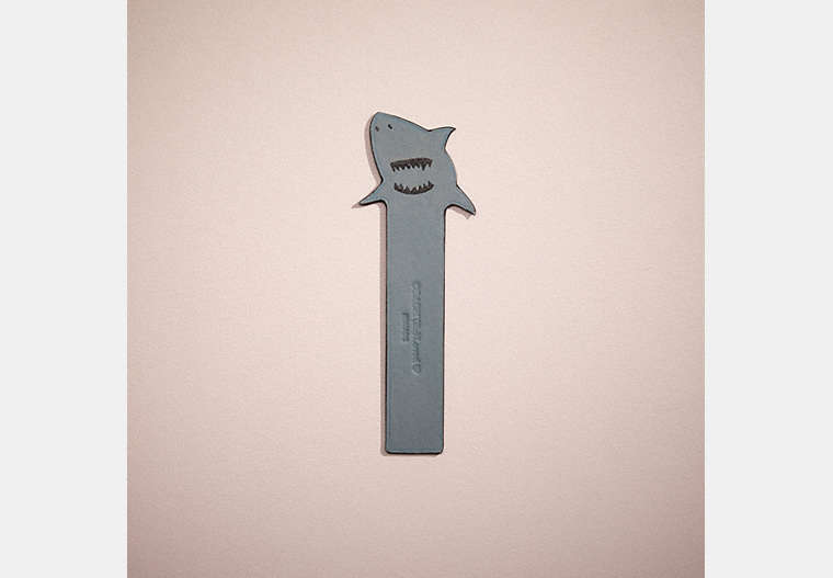 COACH®,REMADE SHARKY BOOKMARK,Small,Grey,Front View