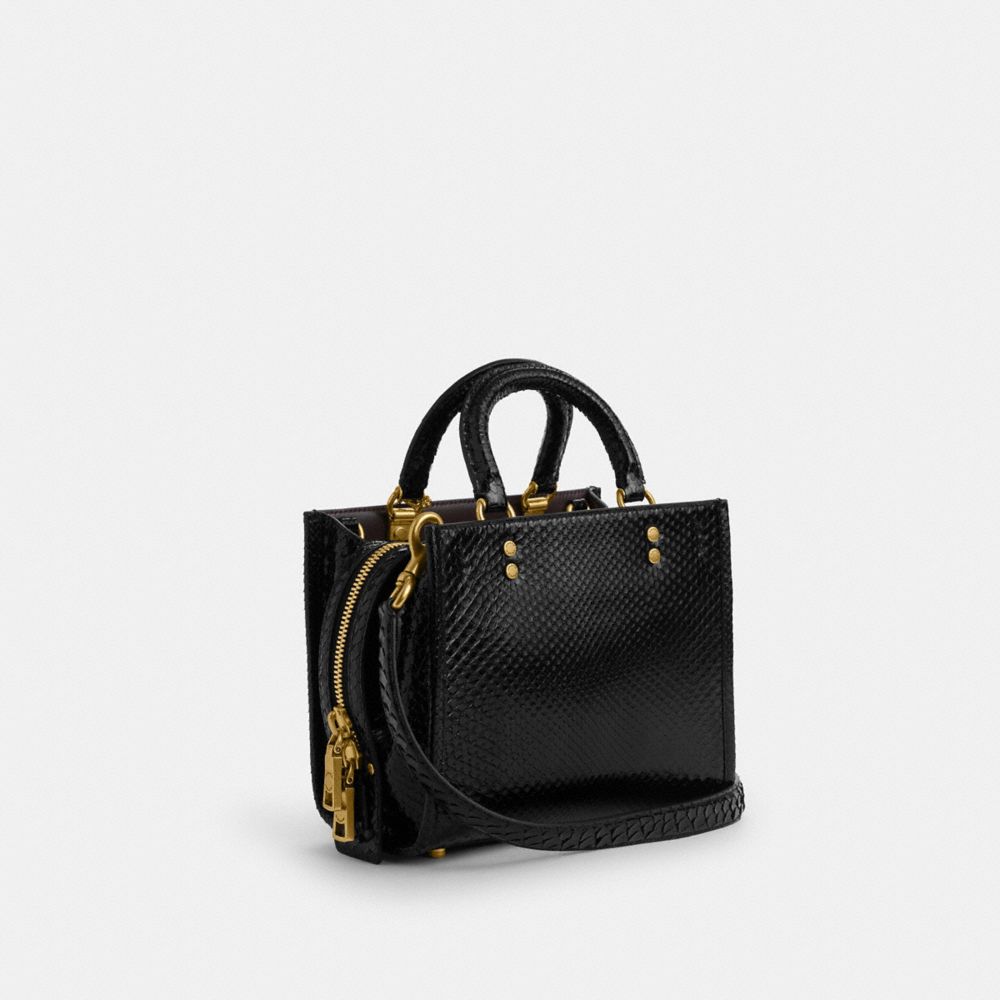 COACH®,ROGUE 20 IN SNAKESKIN,Medium,Brass/Black,Angle View