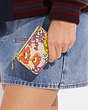 COACH®,MINI SKINNY ID CASE WITH FLORAL PRINT,Pebble Leather,Mini,Brass/Ivory Multi,Detail View