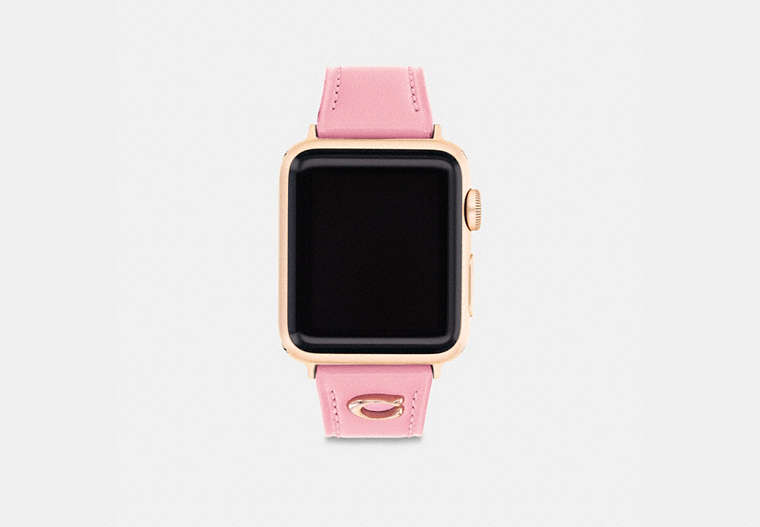 COACH®,APPLE WATCH® STRAP, 38MM, 40MM AND 41MM,Leather,Flower Pink,Front View