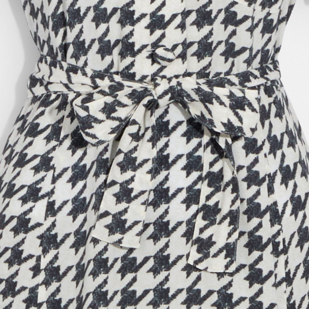Mid-Length Dress Black and White Houndstooth Technical Cotton
