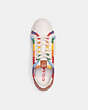 COACH®,LOWLINE LOW TOP SNEAKER WITH RAINBOW CROCHET,Leather,Chalk,Inside View,Top View