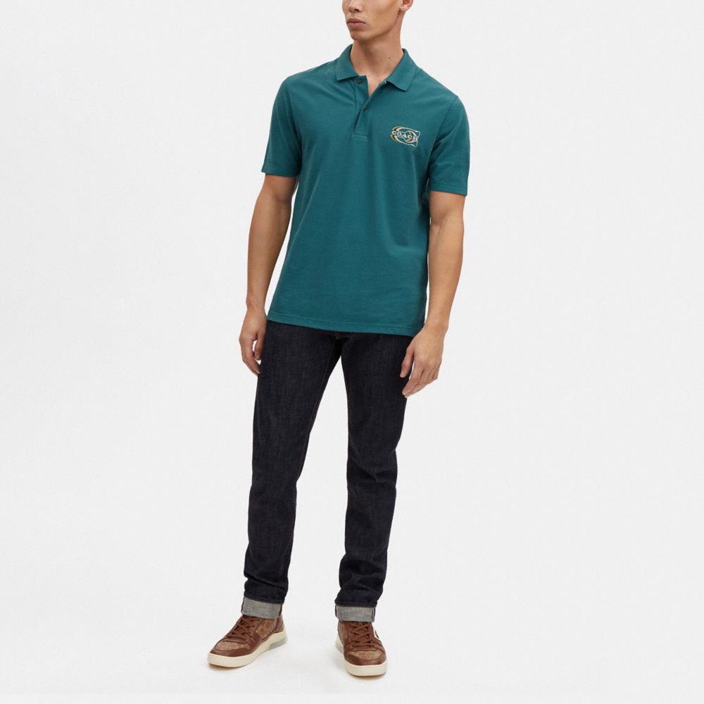 COACH®,SIGNATURE GRADIENT POLO,Teal,Scale View