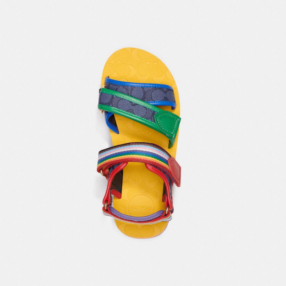 COACH®,Sport Sandal In Signature Jacquard And Rainbow,Multi Color,Inside View,Top View