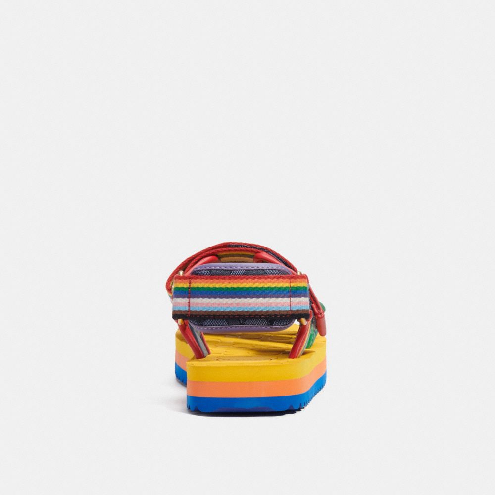 COACH®,Sport Sandal In Signature Jacquard And Rainbow,Multi Color,Alternate View