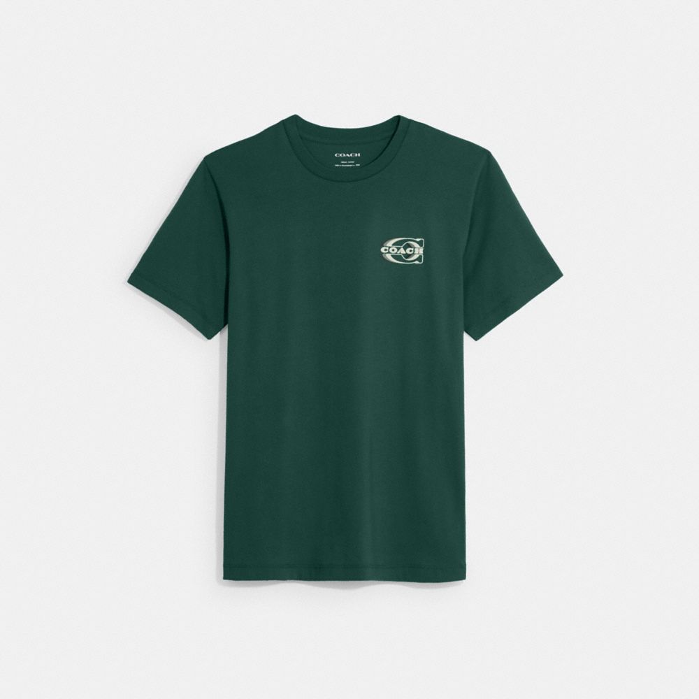 COACH®,SIGNATURE GRADIENT T-SHIRT,Hunter Green,Front View