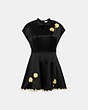 COACH®,FLORAL 40'S DRESS WITH COLLAR,Floral,Black,Front View