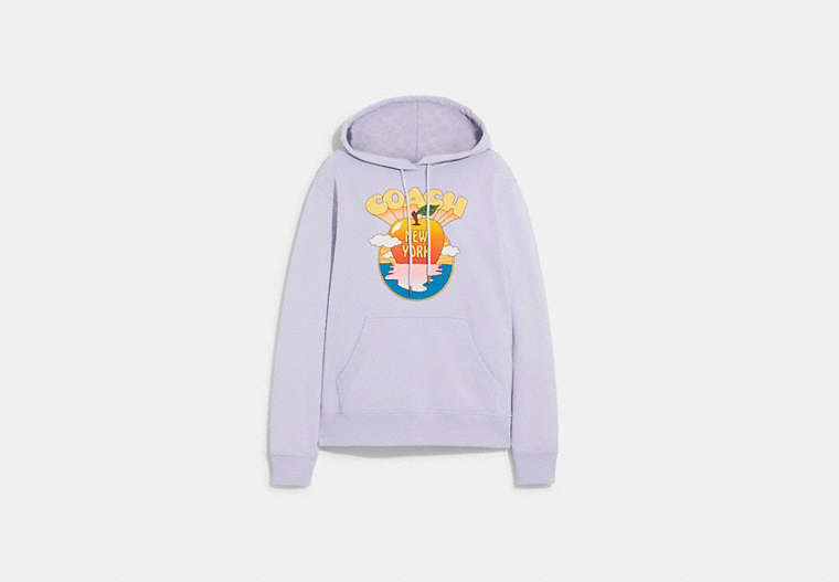 COACH®,NEW YORK APPLE SUNSET HOODIE,Lavender,Front View
