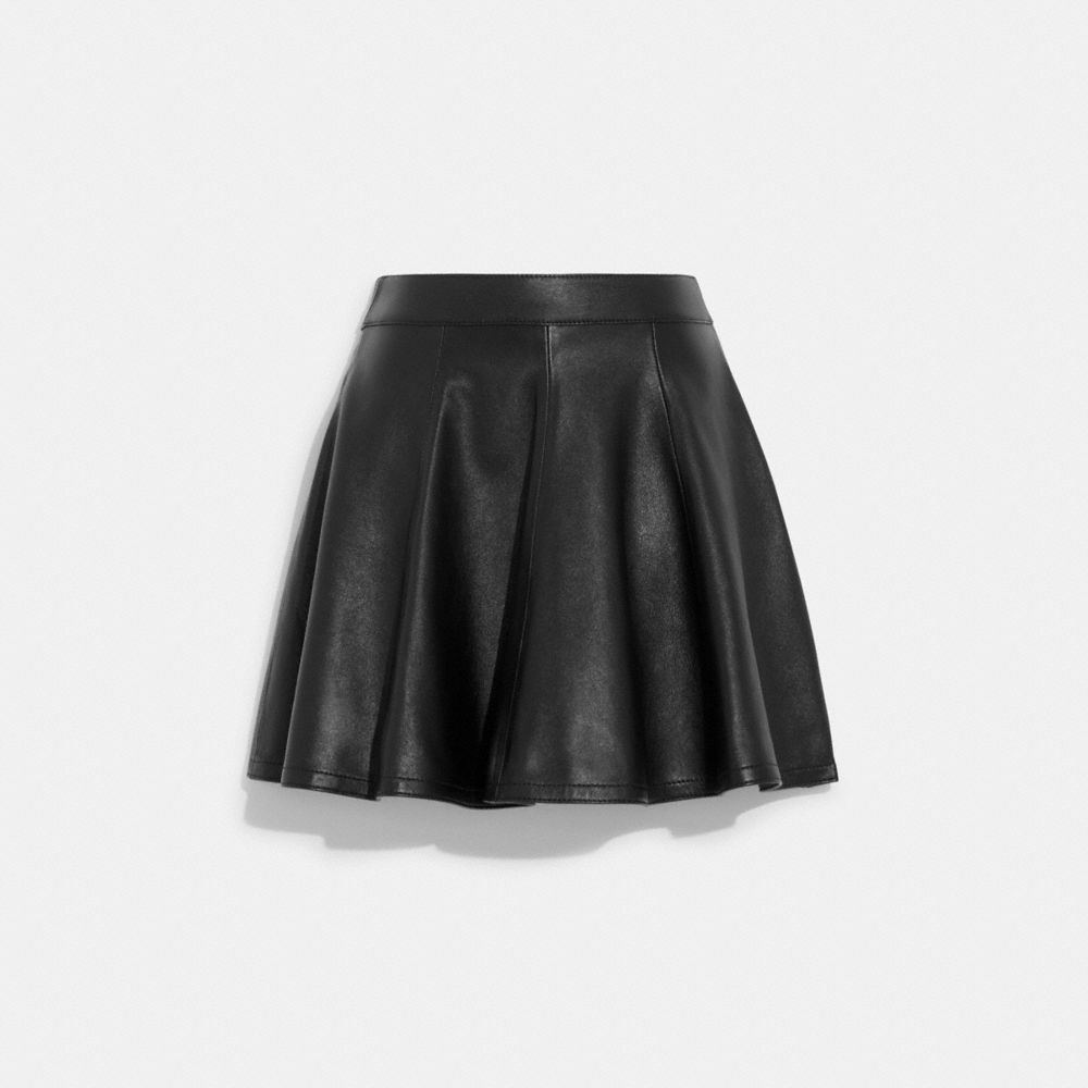 COACH®,LEATHER CHEERLEADER SKIRT,Black,Front View image number 0