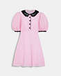 COACH®,GINGHAM DRESS WITH COLLAR,cotton,Pink/Multi,Front View