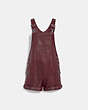 COACH®,LEATHER DUNGAREES,Leather,Burgundy,Front View