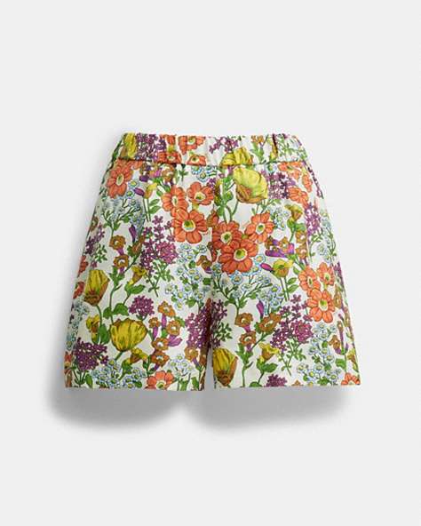 COACH®,FLORAL SHORTS,Silk,Floral,Ivory Multi,Front View