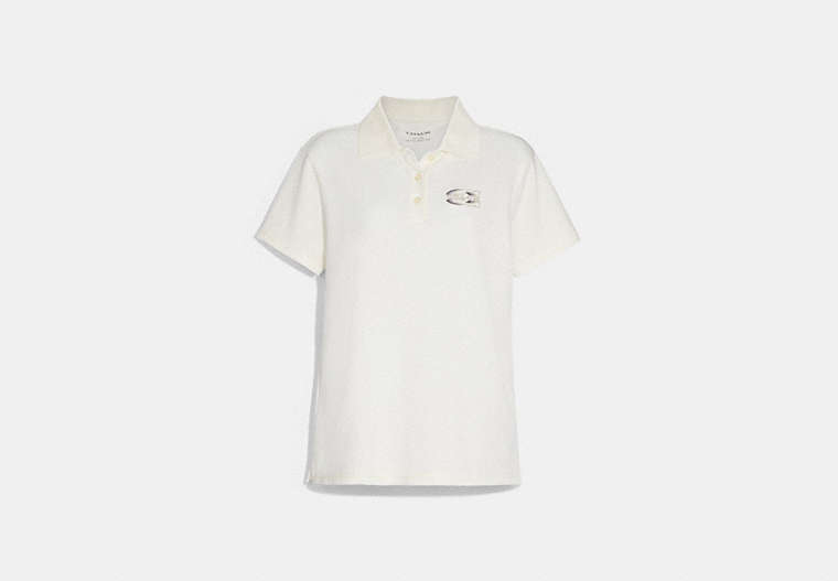 COACH®,SOLID GRADIENT PIQUE POLO SHIRT,White,Front View