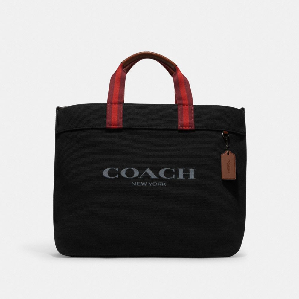 COACH®,CANVAS TOTE BAG 38,Canvas,X-Large,Black Copper/Black,Front View