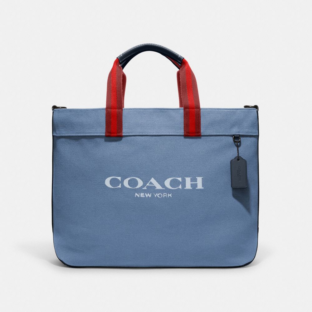 COACH®,CANVAS TOTE BAG 38,Canvas,X-Large,Denim/Black Copper,Front View