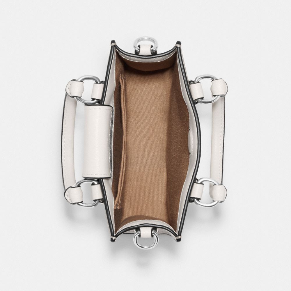 COACH®,Mini Tote In Signature Canvas,Canvas,Leather,Crossbody,PVC,Color Block,Logo,Gold Metal,Casual,Beige,Inside View,Top View