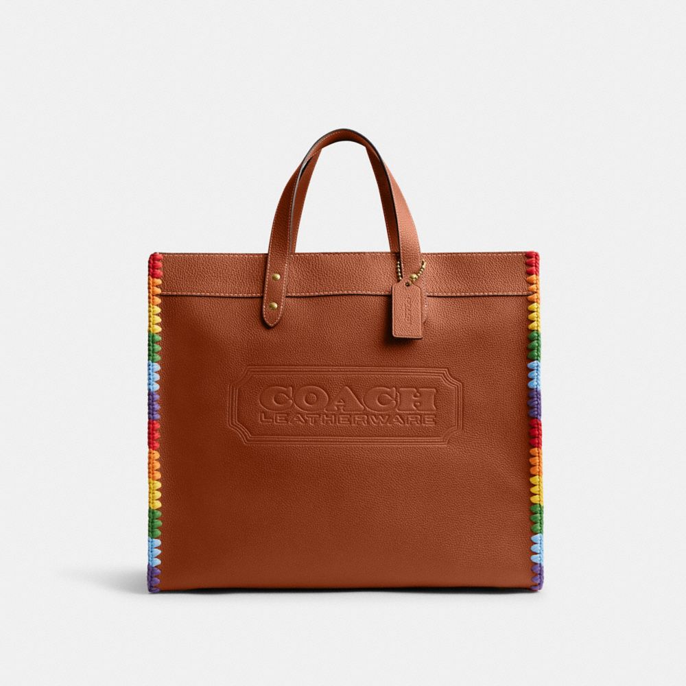 Chasing Rainbows Utility Tote with Navy Trim