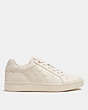COACH®,CLIP LOW TOP SNEAKER IN SIGNATURE LEATHER,Leather,Chalk,Angle View