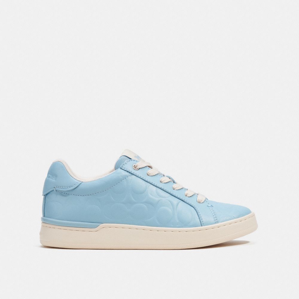 COACH®,Clip Low Top Sneaker In Signature Leather,,Angle View