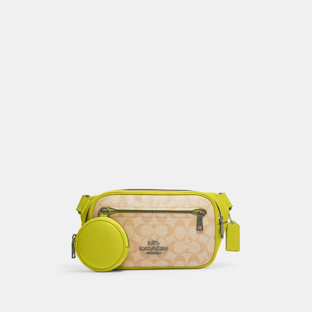 COACH®,Elias Belt Bag In Colorblock Signature Canvas,,Front View