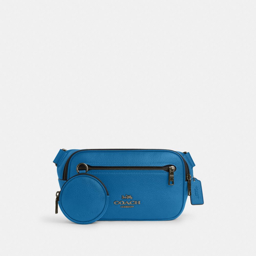 COACH®,ELIAS BELT BAG,Cuir,Bronze industriel/Geai Bleu,Front View