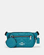 COACH®,ELIAS BELT BAG WITH PUFFY DIAMOND QUILTING,Leather,Medium,Silver/Teal,Front View
