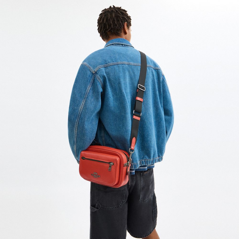 COACH®,Elias Crossbody,Leather,Crossbody,Logo,Casual,Burnt Orange,Detail View